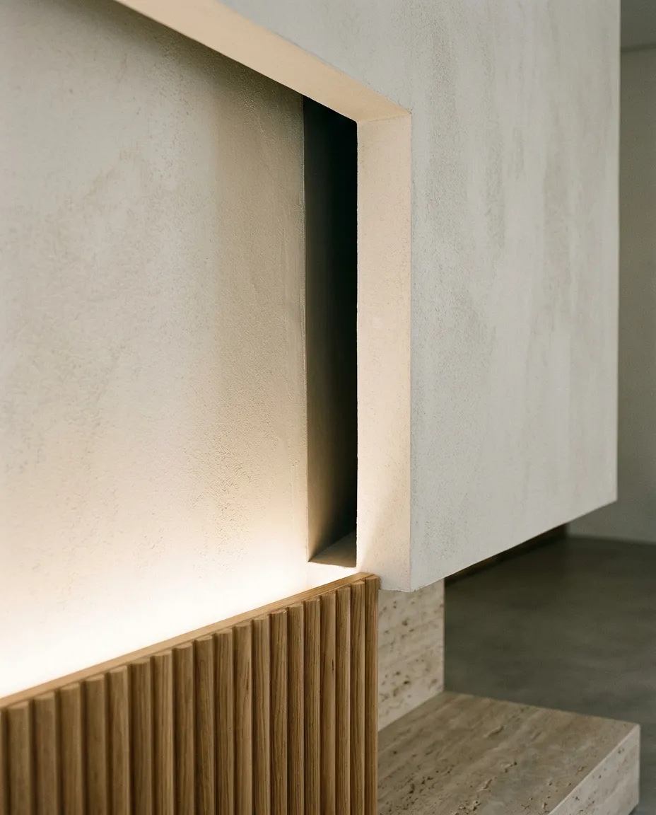 A concealed LED strip in a plasterboard cove, with no visible diodes
