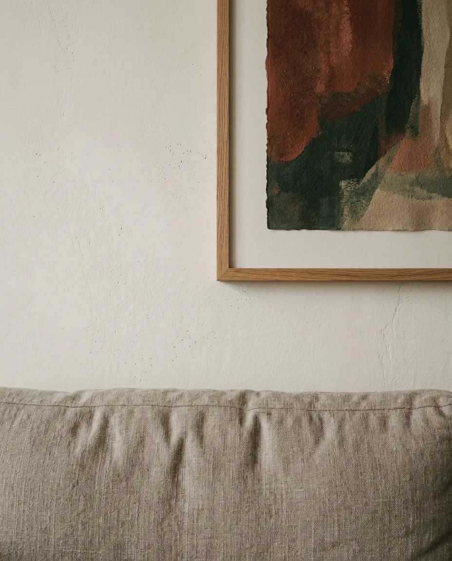 A kanapé háttámlája és a képkeret alsó éle közti távolság