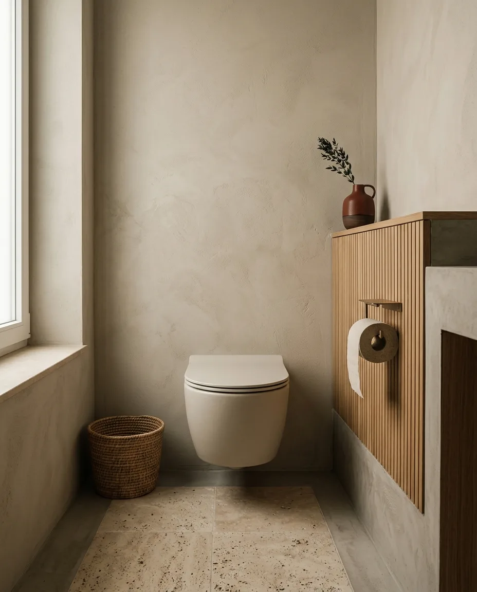 Fali WC és az oldalfal közti oldaltávolság bronz papírtartóval