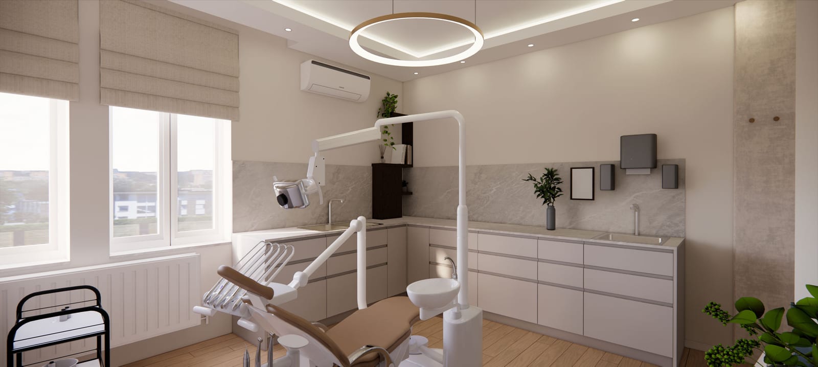 Kezelőhelyiség ergonomikus elrendezéssel