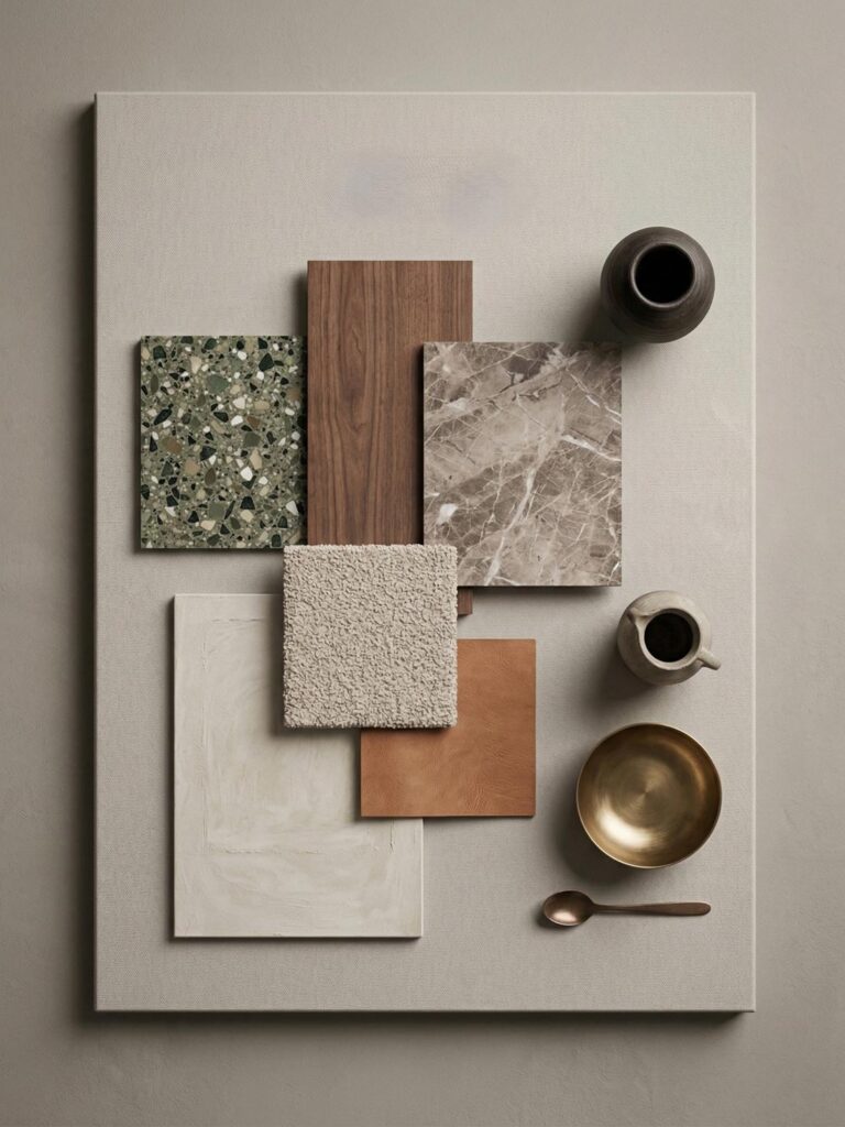 A projekt anyagpalettája — moodboard